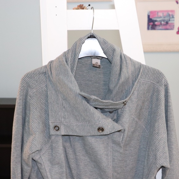 Teal & Gray striped Eddie Bauer Sweater Jacket - Size M - Picture 2 of 8